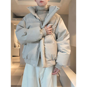 
Off-white American retro stand-collar down-padded jacket for boys in winter thickened cotton-padded jacket to prevent cold and warm bread coat