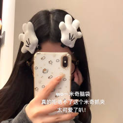 Cute Mickey Mouse Hand Hair Clip ins Style Plush 3D Doll Creative Hairpin Palm Mickey Mouse Hand Hair Clip
