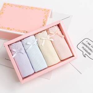 
4 gift box set, mid-waist pure n-cotton underwear, women's lace, seamless 100% cotton fabric, summer thin style