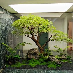 High-End Simulated Maple Tree, Feather Maple Artificial Tree for Landscaping, Indoor High-End Biomimetic Green Plant Decorative Tree, Large-Scale Minimalist Landscape