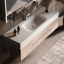2025 Cream-Style Rock Slab Hot-Bent Integrated Basin Bathroom Cabinet Combination Washstand Washbasin Bathroom Solid Wood