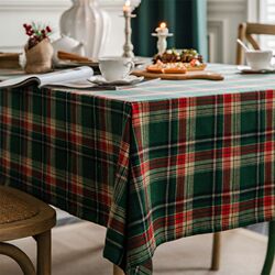 Christmas green plaid cotton and linen table decoration thick tablecloth American European table flag tableware mat table mat rectangular