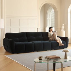 Modern Minimalist Chenille Fabric Sofa for Living Room, Small Apartment, Three-Seater, Straight-Line, Removable and Washable Checkered Sofa