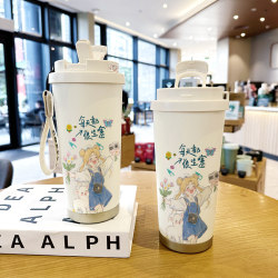 Every Day Is Amazing with This 316 Stainless Steel Thermos Cup for Girls, a Stylish Coffee Cup with a Straw, a Water Cup, and an Office Mug