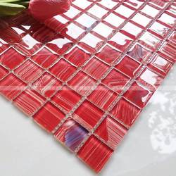 Retro Red Hand-Painted Glass Mosaic Tiles Restaurant Milk Tea Shop Background Wall Restaurant Bar Bathroom Decoration