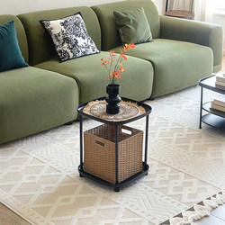 Mobile Trolley Coffee Table Side Table High-End Living Room Mobile Table Bedroom Bedside Table Storage Rack Sofa Side Table