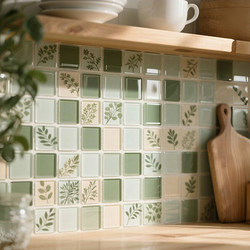 Green Mosaic Kitchen Stickers Self-Adhesive Oil-Proof and Anti-Fouling Stickers Kitchen Decoration Mosaic Tile Wall Stickers