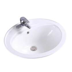 Single-Hole and Three-Hole Traditional Countertop Basin, Semi-Embedded Countertop Basin, Bathroom Washbasin, Oval Washbasin for Home Use