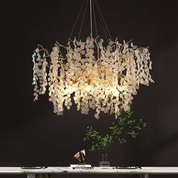 French light luxury crystal chandeliers American living room dining room bedroom full copper branch villa duplex building money tree snowflakes