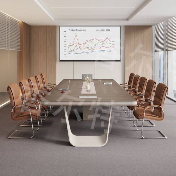 Conference table training office furniture panel rectangular table office large simple modern negotiation table and chair combination
