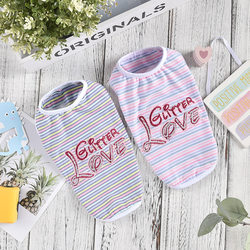 2022 Summer Thin Breathable Love Striped Shirt Puppy Clothes Pet Clothes