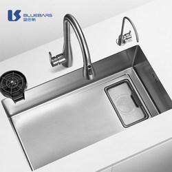 Blue Basin Large Single Sink 304 Stainless Steel Kitchen Household Washing Basin Dishwashing Sink Embossed Undercounter Handmade Basin.
