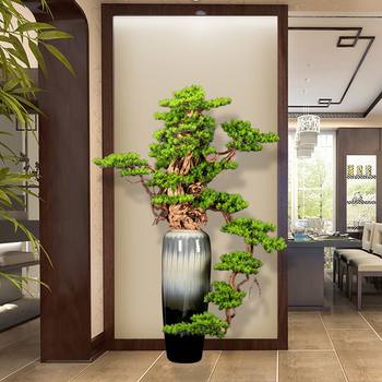 
Large floor-standing vase welcoming pine bonsai ornaments hotel lobby decorations large root carving plant bonsai potted plants