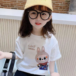 White Children's T-Shirt for Girls, Pure Cotton Short-Sleeve, 2026 New Summer Parent-Child Outfit, Boys' Clothing, Half-Sleeve Top ins