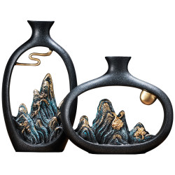 New Chinese style vase, light and luxurious, family living room, flower arrangement, handicrafts, table decorations, ancient rack, high-end ornaments
