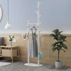 Solid Wood Clothes Rack, Floor-Standing Coat Rack, Bedroom Household Clothes Hanger, Simple Vertical Beech Wood Clothes Rod, Indoor Bag Rack