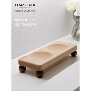
Luxury car solid wood cat bowl ceramic pet bowl feeding bowl kitten food bowl cat bowl rack dining table bowl rack
