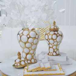 Ceramic light luxury electroplating general jar European flower vase handicraft ornament porch soft decoration decorative storage jar
