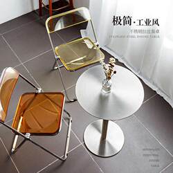 Stainless steel small round table restaurant dining table outdoor simple metal bar table industrial style coffee shop table chair combination
