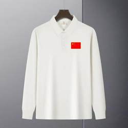 National Day Patriotic Red Lapel Shirt Long-Sleeved Polo Shirt T-Shirt Group Activity Cultural Shirt Unisex Clothing