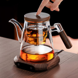 Elegant Cup Teapot with High-End One-Touch Filter for Tea-Water Separation, Press-Type 2025 New Model, Glass, Large Capacity for Home Use