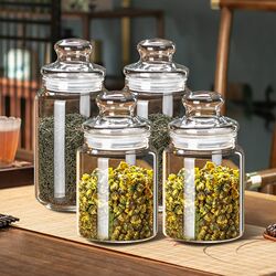 Transparent small tea can household food grade sealed can portable tea can storage glass bottle storage jar with lid