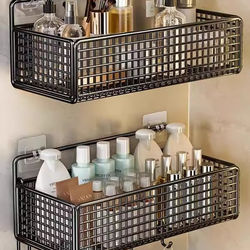 Bathroom Storage Rack, No-Drill Storage Shelf Box for Toilet, Washroom, Kitchen, Wall-Mounted Plastic Shelf