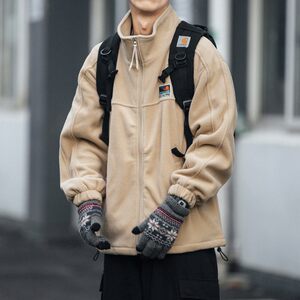 Autumn and winter velvet cardigan cotton clothing men's tide brand loose couple sweater men BF Fengli leisure top jacket