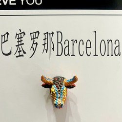 Creative 3D Mosaic Bull Head Souvenir Fridge Magnet from Barcelona, Spain