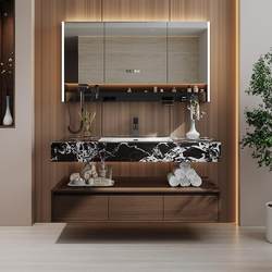 Modern Minimalist Bathroom Cabinet Combination Black Rock Plate Ceramic Seamless All-in-One Basin Bathroom Washbasin Cabinet Wash Basin Cabinet