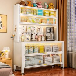 Baby Feeding Table Storage Cabinet, Baby Supplies Storage Rack, Floor-Standing Multi-Layer Iron Large-Capacity Organizing Storage Cabinet
