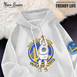 Parody of Slam Dunk Coach Anzhi Collaboration Hoodie for Men, Curry Merchandise, Autumn and Winter Clothing, Fleece-Lined Jacket
