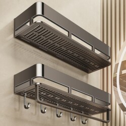 Xaeiocif Bathroom Storage Rack Can Be Drilled or Installed Without Drilling, Wall-Mounted Washbasin Wall High-End Storage Rack