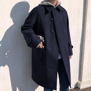 
Woolen coat men's mid-length 2022 winter new plush Korean casual British style wool tweed coat