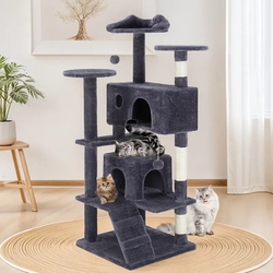 Cat Climbing Frame with Integrated Play and Sleeping Area, Cat House, Cat Tree, Large Cat Stand, Cat Scratching Board, Jumping Platform, Suitable for All Seasons