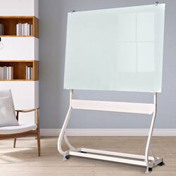 Tempered Glass Whiteboard Writing Board with Stand, Movable Office Meeting Teaching Blackboard, Magnetic Whiteboard Glass