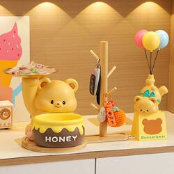 Cute Bear Key Holder for Entryway, Decorative Piece for Living Room, Home Shoe Cabinet, New House Gift Decoration