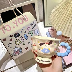 Cute Cartoon ins Mug, High-Quality Ceramic Cup, Couple Water Cup, Birthday Gift for Girls, Souvenir Gift