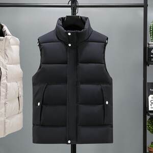 
2024 New Autumn and Winter Waistcoat Vest Men's Large Size Stand Collar Down Cotton Vest Clip Warm Vest Jacket High Collar
