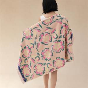 
Retro floral three-color jacquard bath towel cotton color woven interwoven mother yarn Class A sofa cover blanket spike head design