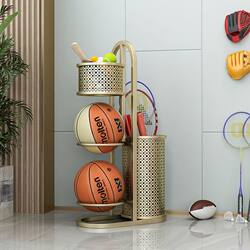 German Imported Iron Art Basketball Storage Rack, Football Volleyball Display Rack, Floor-Standing Tennis Badminton Storage Rack, Table Tennis Rack