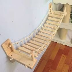 Wall-Mounted Cat Climbing Frame, Solid Wood Cat Bridge for Home Use, Can Be Integrated with a Cat Bed