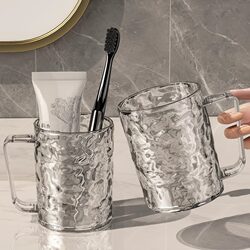 Large Capacity Transparent Toothbrush Holder Cup with Glacier Pattern for Home Use, Suitable for Women to Brush Teeth