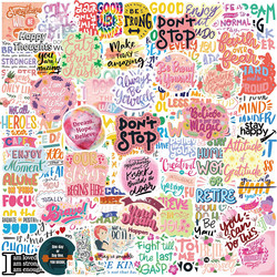 100 Pink English Inspirational Hand-Drawn Waterproof Decorative Stickers DIY Refrigerator Thermos Cup Notebook Refrigerator Photo Frame Painting Planner Suitcase Storage Box Helmet Positive Energy Quote Stickers