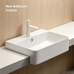German Motang Semi-Embedded Countertop Basin Hotel Basin Ceramic Basin Square Narrow Countertop Washbasin