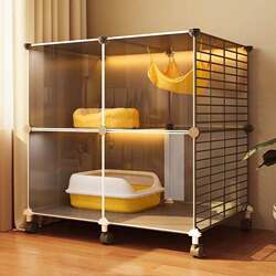Cat Cage for Home Use, Indoor Small Apartment Cat Villa, Cat House, Cat Nest, Cat Litter Box, Climbing Frame All-In-One, Does Not Take up Space