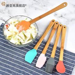 Small Wooden Handle Mini Kitchen Utensil Set of 5, Including Scraper, Spatula, Oil Brush, Children's Baking Tools Set, Colorful Food Preparation Tools