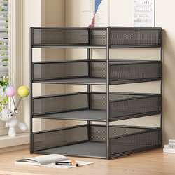 A4 Desktop File Rack Metal Document Holder Multi-Layer File Organizer Office Folder Storage Box Bookshelf Book Stand File Desk Stationery Supplies Storage Rack