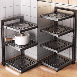 Multi-Layer Kitchen Storage Rack, Multifunctional Under-Cabinet Shelf for Pots and Pans, Stove Top Tiered Pot Rack, Storage Shelf