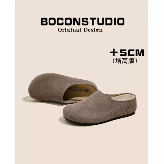 
Inner heightening version ~ genuine leather Birkenstock shoes 2026 spring and summer Baotou Birkenstock half slippers for women summer outer wear Mule shoes